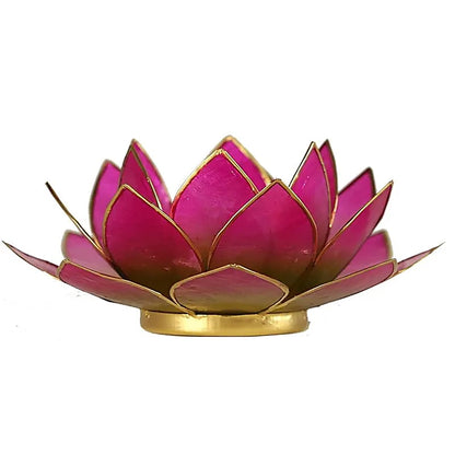 Bougeoirs Lotus - Bords Dorés 13.5 cm -vert et rose