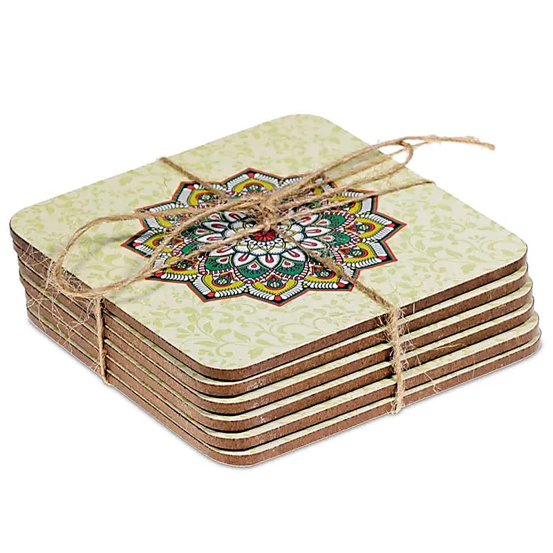 Sous-verres en bois | Mandala vert – vue 2
