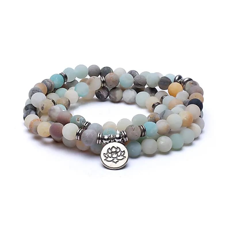 Mala en Amazonite avec charm Lotus