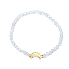 Bracelet Pierre de Lune avec charm Lune - Perles de 4mm