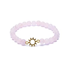 Douceur et apaisement avec ce Bracelet Quartz Rose et son  Charm Soleil