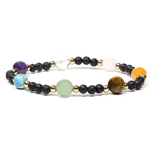 Bracelet pierre de lave avec 7 pierres - 4 mm