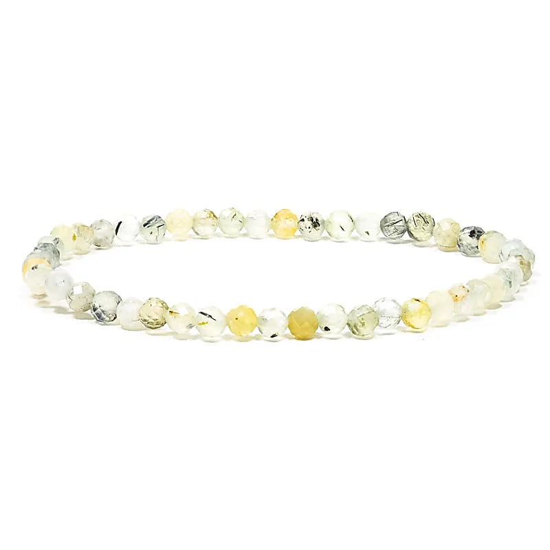 Bracelet de préhnite a facettes - 4 mm – vue 2