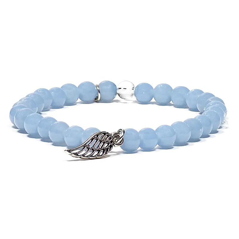 Bracelet en angélite | charm Ange – vue 2