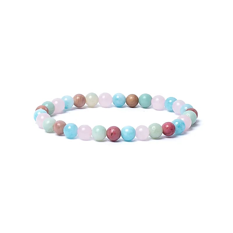 Bracelet Aigue-Marine / Quartz rose / Amazonite / Thulite - perles de 6 mm – vue 2