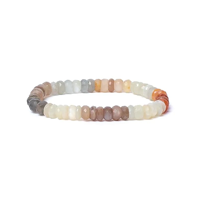 Bracelet Pierre de Lune multicolore à facettes – vue 2