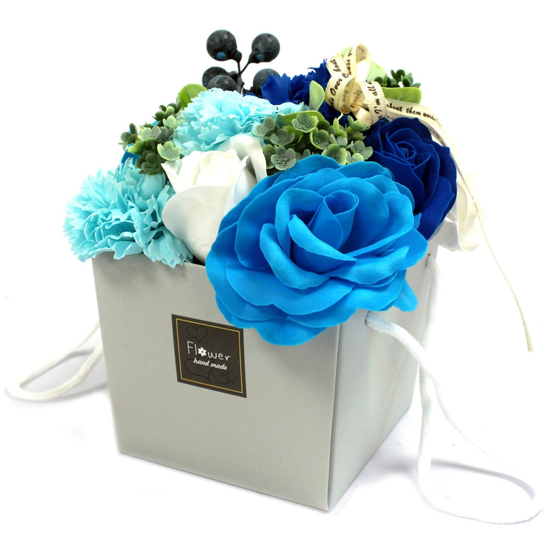 Panier fleurs de savon rouge — cadeau Saint-Valentin