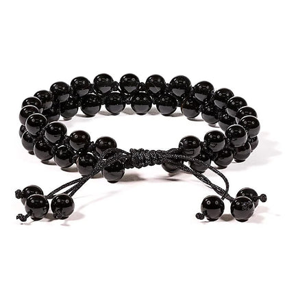 Bracelet Agate noire double rang