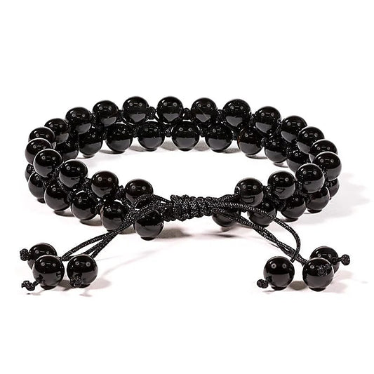 Bracelet Agate noire double rang