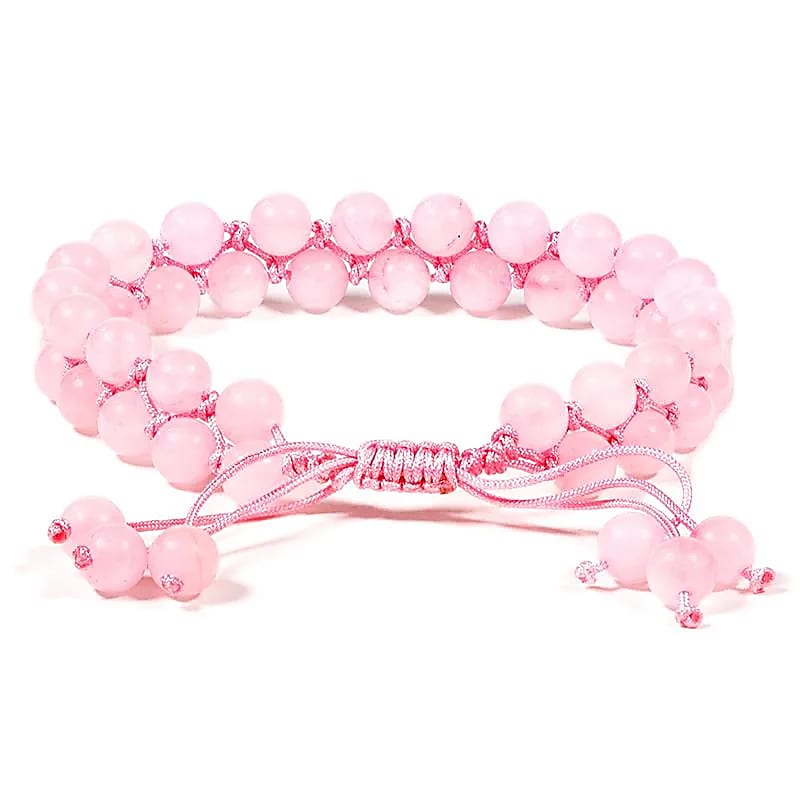 Bracelet en Quartz Rose double rang – vue 2