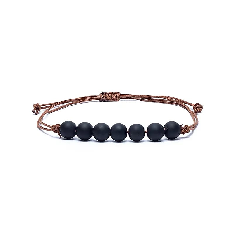 Bracelet Obsidienne ajustable | 7 perles – vue 2