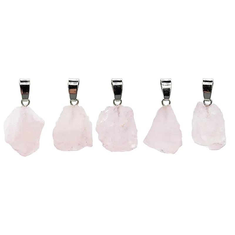 Pendentif argent en Quartz Rose brut