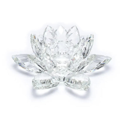 Bougeoir Lotus en Cristal Transparent  - 9,5*20 cm