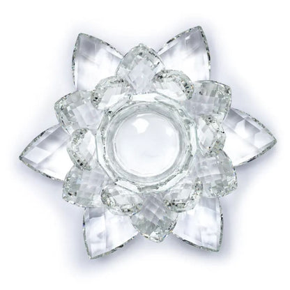 Bougeoir Lotus en Cristal Transparent  - 9,5*20 cm - vue de dessus