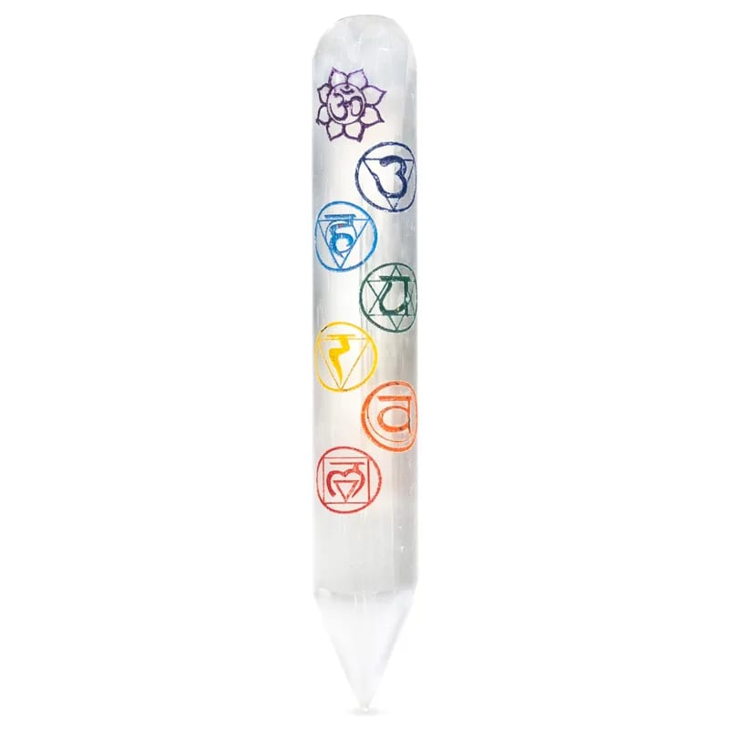 Baguette / bâton de massage sélénite 7 chakras – vue 2