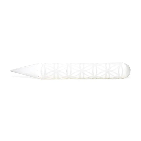 Baguette / bâton de massage en sélénite fleur de vie