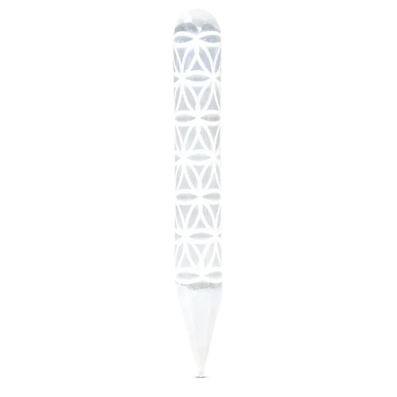 Baguette / bâton de massage en sélénite fleur de vie – vue 2