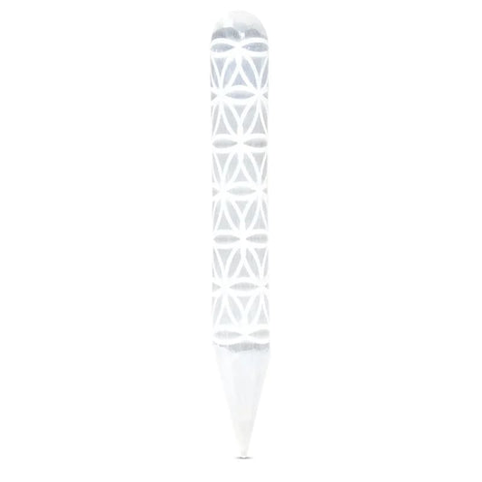 Baguette / bâton de massage en sélénite fleur de vie