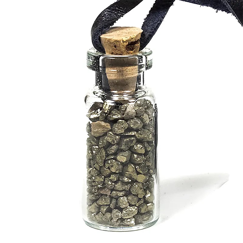 Bouteille en verre de pierres Pyrite