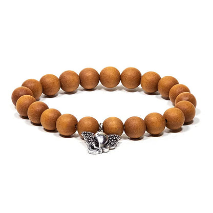 Bracelet Bois de Santal 21 perles | charm Ganesh