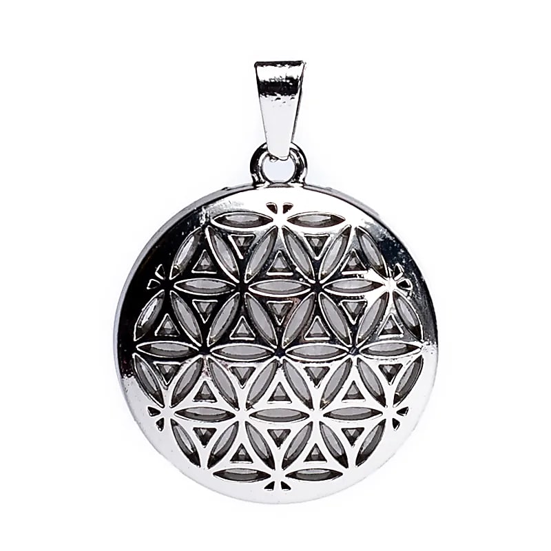 Pendentif Fleur de Vie avec Cristal de Roche