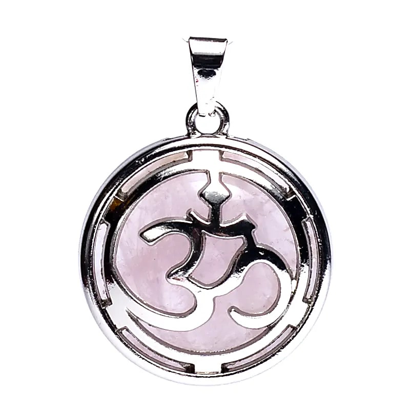 Pendentif Om en Quartz Rose Élégant