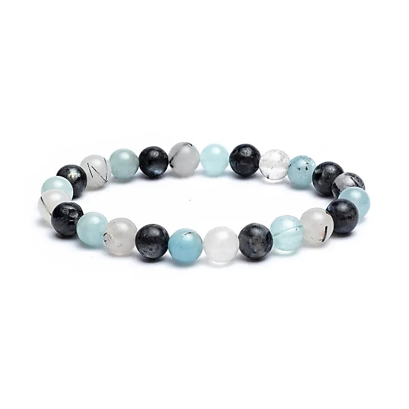 Bracelet Aigue-marine/ Labradorite/ Quartz / Tourmaline – vue 2