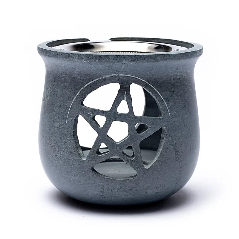 Brûleur encens en stéatite - Pentacle gris – vue 2