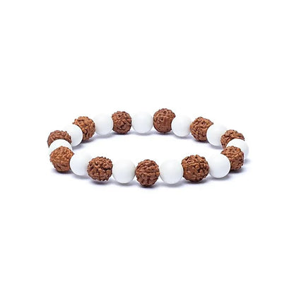 Bracelet Rudraksha et Coquillage - perles de 0.8cm