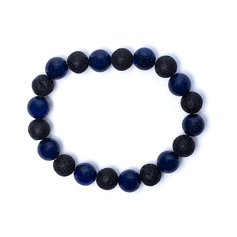 Bracelet Pierre de Lave et Sodalite- vue de dessus