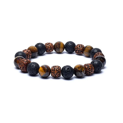 Bracelet Rudraksha / Oeil de tigre / Pierre de lave