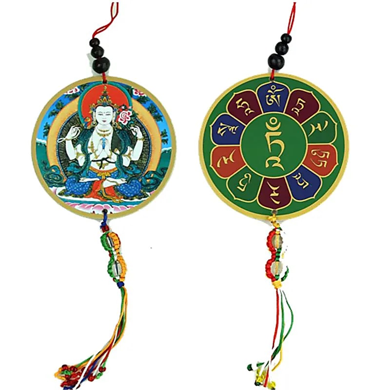Pendentif Chenrezig &amp; Dorje Doré