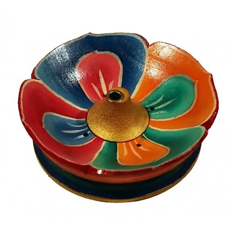 Brûle encens Fleur de Lotus en bois peint – vue 2