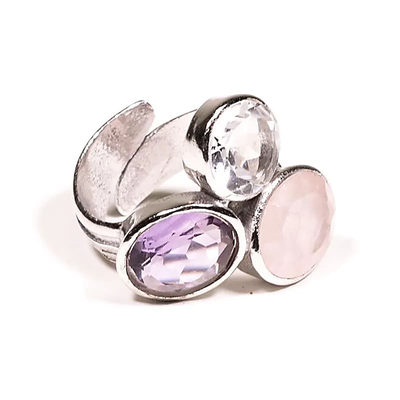 Bague réglable minéraux triangle d&