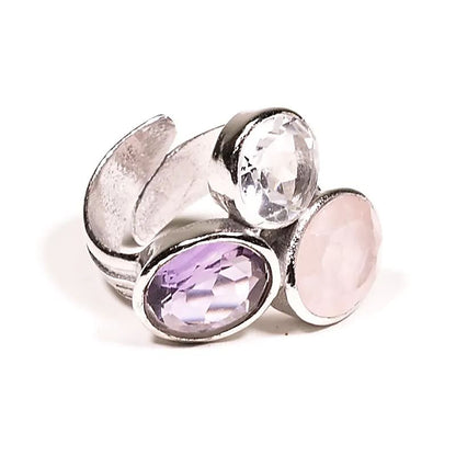 Bague réglable minéraux triangle d&