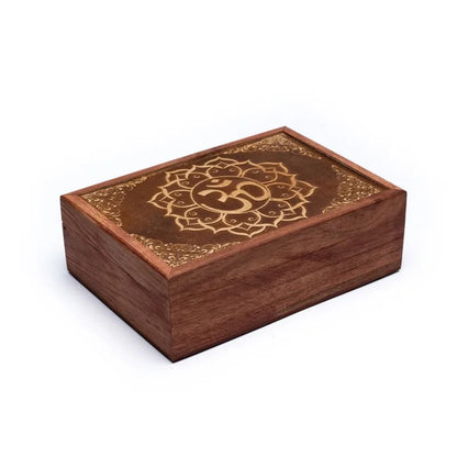 Boîte en bois décoration fait main - 17.5 x 13 x 6.5 cm
