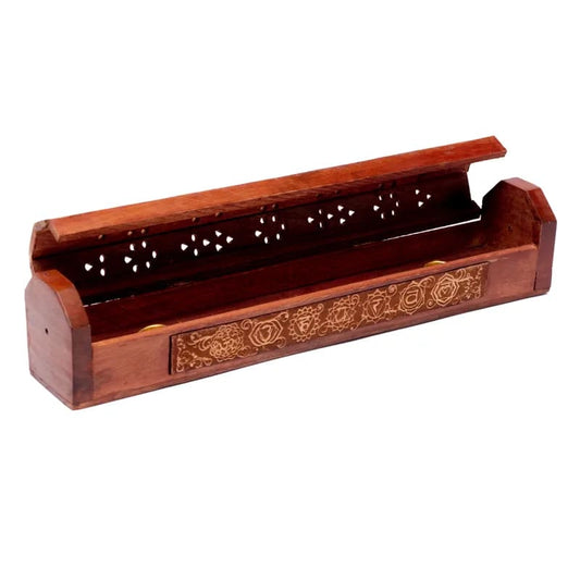 Boîte brûle encens en bois d'acacia