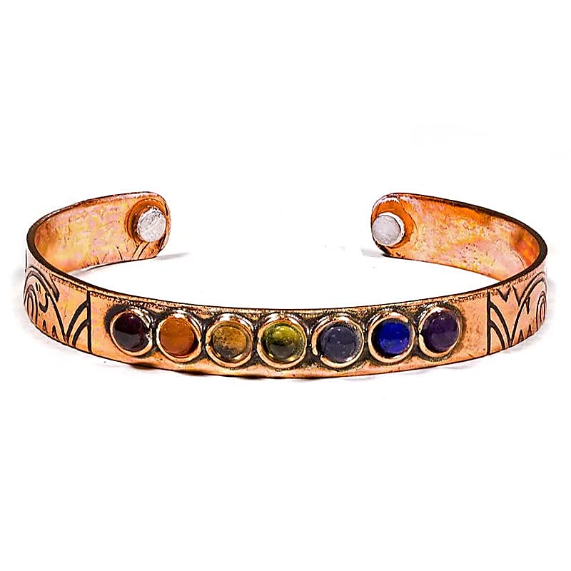 Bracelet en cuivre magnétique - 7 Chakras - pierre de qualité AA