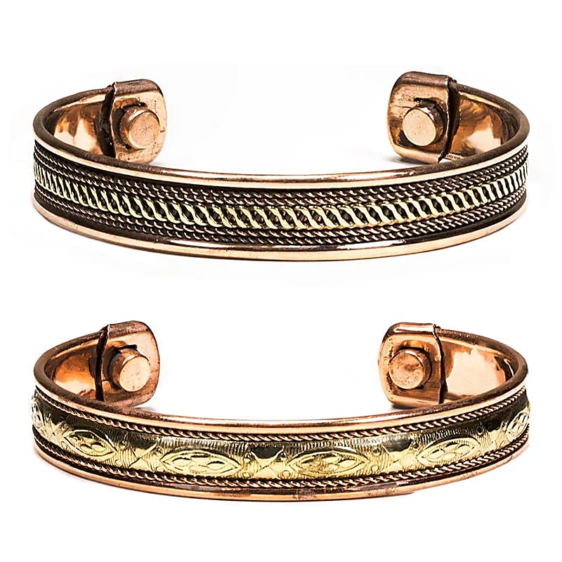 2 Bracelets cuivre magnétique | Gravés