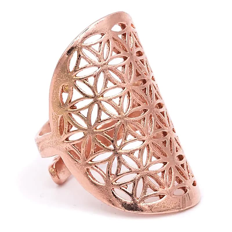 Bague fleur de vie en laiton couleur cuivre – vue 2