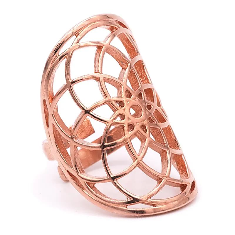 Bague graine de la vie laiton couleur cuivre – vue 2