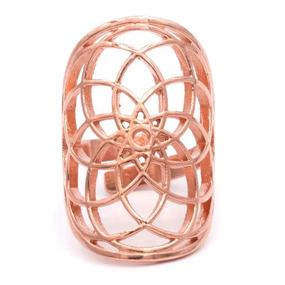 Bague graine de la vie laiton couleur cuivre