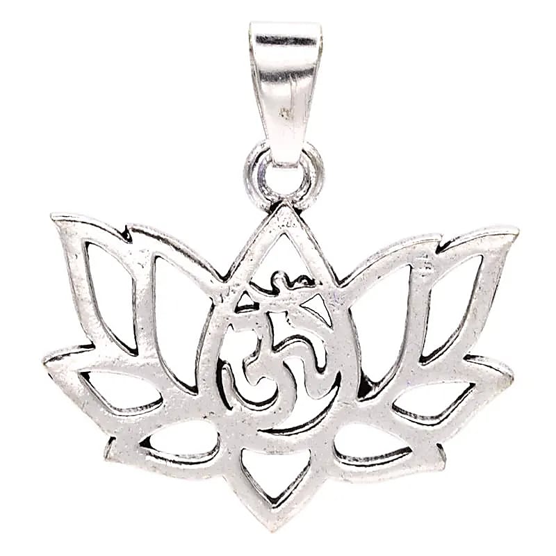 Pendentif Lotus en laiton argenté
