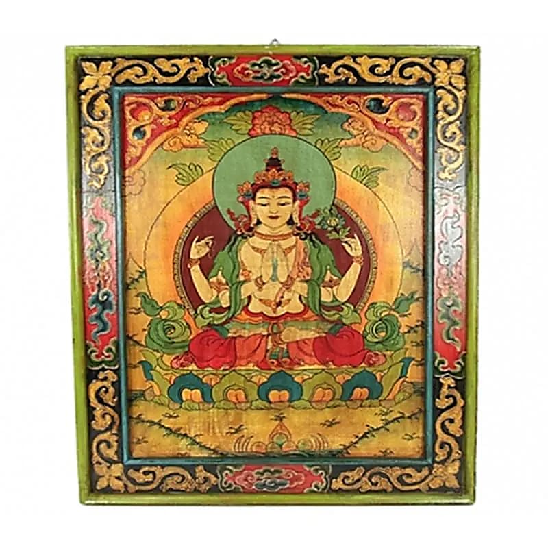 Thangka en bois peint à la main – vue 2