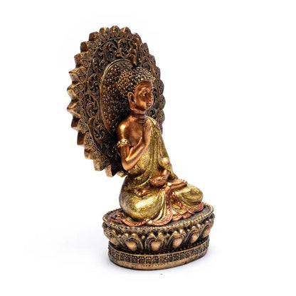 Bouddha de la réassurance avec aura et trône