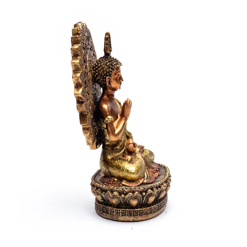 Bouddha de la réassurance avec aura et trône