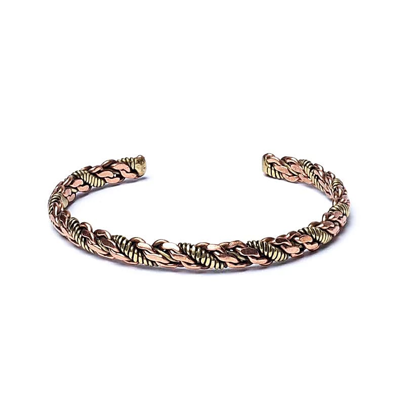 Bracelet torsadé couleur bronze et doré - triple torsade – vue 2
