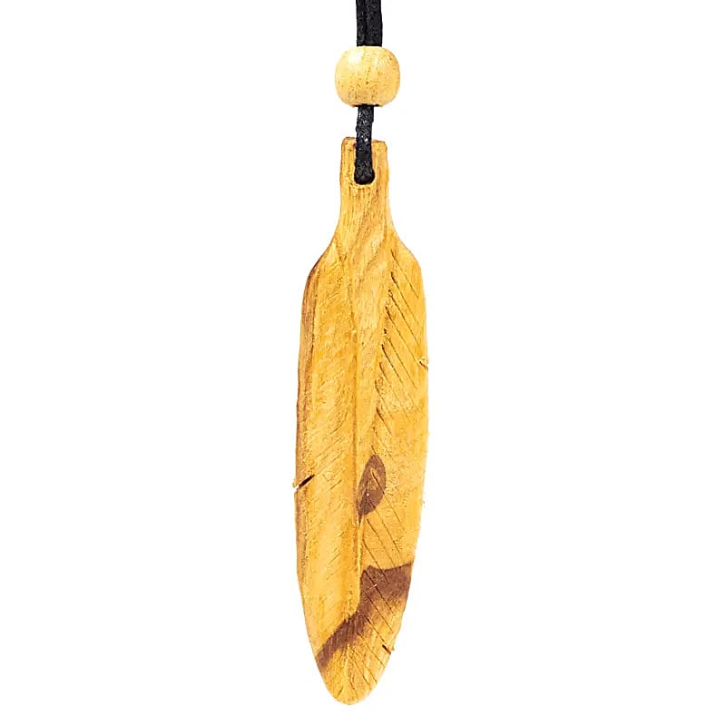Collier Palo Santo pendentif grande plume