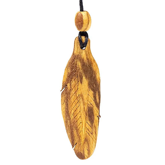Collier Palo Santo pendentif petite plume