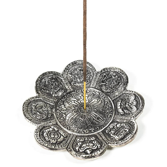 Brûle d'encens 8 signes auspicieux couleur Argent